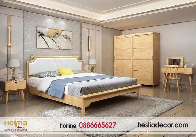 Giường ngủ gỗ tự nhiên đẹp, sang trọng (G13) » Hestiadecor